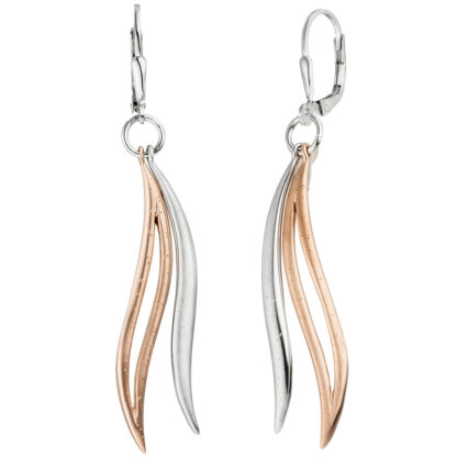 Boutons 925 Silber/teilrotvergoldet mit Glitzereffekt