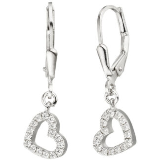 Boutons "Herz" 925 Silber mit 32 Zirkonia weiß