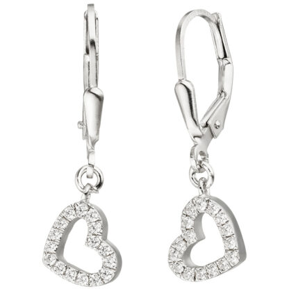 Boutons "Herz" 925 Silber mit 32 Zirkonia weiß