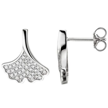Ohrstecker "Ginko" 925 Silber mit Zirkonia weiß