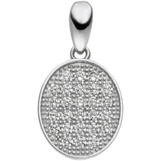 Anhänger oval 925 Silber mit 26 Zirkonia weiß