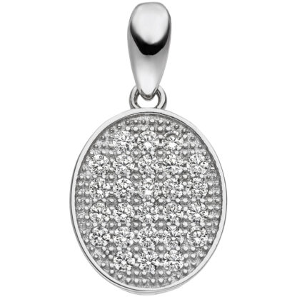 Anhänger oval 925 Silber mit 26 Zirkonia weiß