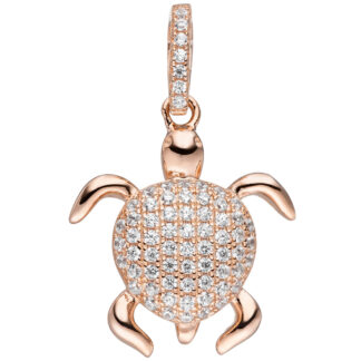 Anhänger "Schildkröte" 925 Silber/rotvergoldet mit Zirkonia weiß