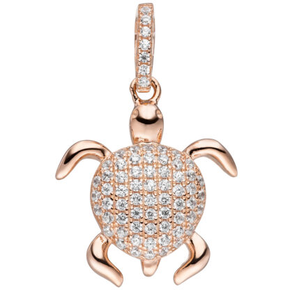 Anhänger "Schildkröte" 925 Silber/rotvergoldet mit Zirkonia weiß