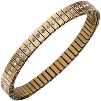 Flexarmband Edelstahl/PVD gelbgoldfarben mit Zirkonia weiß