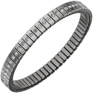 Flexarmband Edelstahl mit Zirkonia weiß rundum