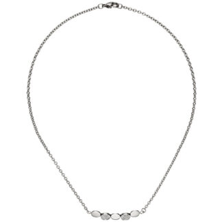 Collier/Rundankerkette Edelstahl mit Ovalen und Zirkonia weiß