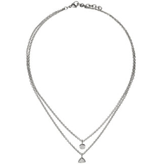 Collier/Rundankerkette "Dreieck/rund" Edelstahl mit Zirkonia weiß