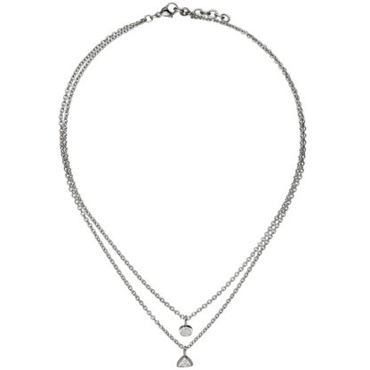 Collier/Rundankerkette "Dreieck/rund" Edelstahl mit Zirkonia weiß