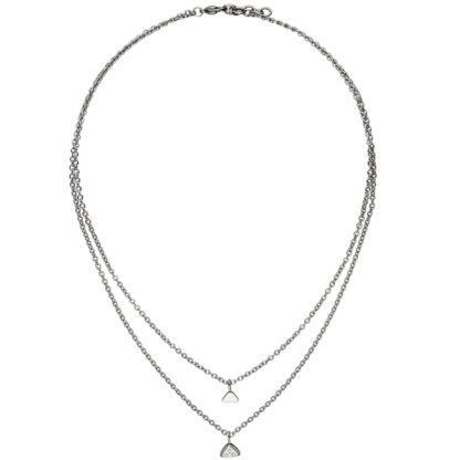 Collier/Rundankerkette "Dreiecke" Edelstahl mit Zirkonia weiß