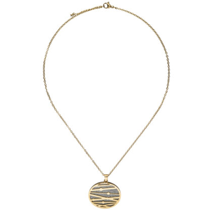 Collier/Erbskette mit Anhänger rund Edelstahl/PVD gelbgoldfarben