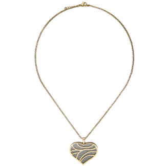 Collier/Erbskette "Herz" Edelstahl/PVD gelbgoldfarben mit Glitzereffekt