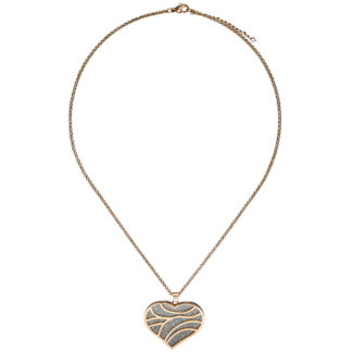 Collier/Erbskette "Herz" Edelstahl/PVD rotgoldfarben mit Glitzereffekt