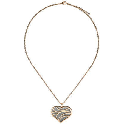Collier/Erbskette "Herz" Edelstahl/PVD rotgoldfarben mit Glitzereffekt