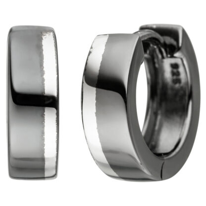Creolen 925 Silber/schwarz teilrhodiniert