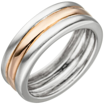 Ring 3-bahnig 925 Silber/teilrotvergoldet