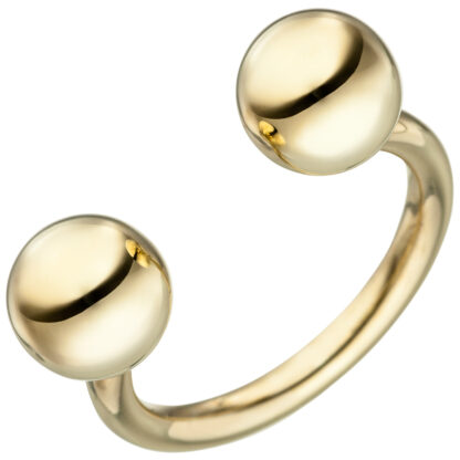 Ring mit zwei Kugeln offen 925 Silber/vergoldet