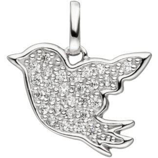 Kinder Anhänger "Vogel" 925 Silber mit Zirkonia weiß