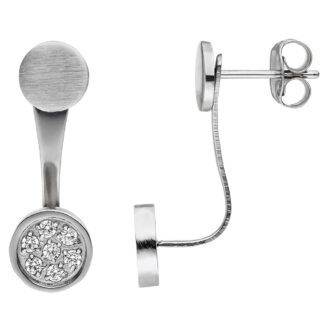 Ohrstecker rund mit Anhänger und Zirkonia weiß Edelstahl