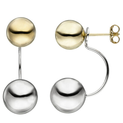 Ohrstecker Kugel und Kugel Anhänger 925 Silber/teilvergoldet