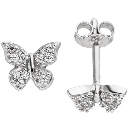 Ohrstecker "Schmetterling" 925 Silber mit Zirkonia weiß