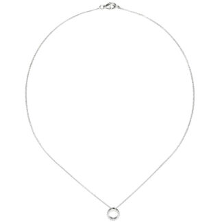 Collier mit Anhänger ringförmig 925 Silber und 16 Zirkonia weiß