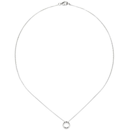 Collier mit Anhänger ringförmig 925 Silber und 16 Zirkonia weiß
