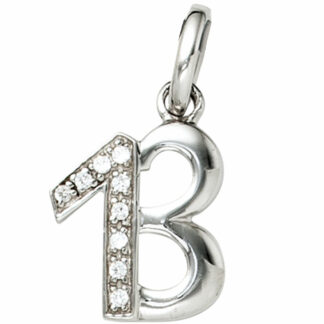 Anhänger "13" 925 Silber mit Zirkonia weiß