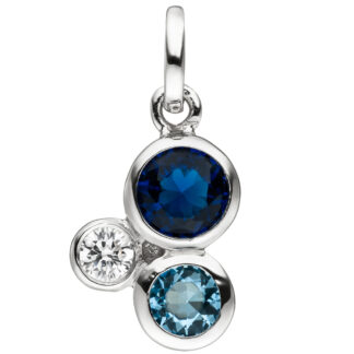 Anhänger "Trilogie" 925 Silber mit Zirkonia weiß, hellblau und dunkelblau