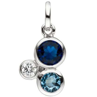 Anhänger "Trilogie" 925 Silber mit Zirkonia weiß, hellblau und dunkelblau