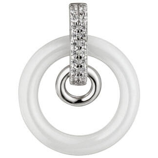 Anhänger Kreisform 925 Silber mit Zirkonia und Keramik weiß
