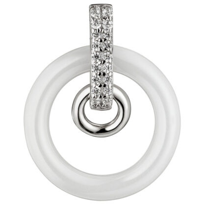 Anhänger Kreisform 925 Silber mit Zirkonia und Keramik weiß