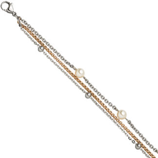Armband 3-reihig Edelstahl/PVD rotgoldfarben teilbeschichtet SWAROVSKI® ELEMENTS