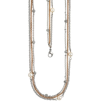 Collier 3-reihig Edelstahl/PVD teilrotgoldfarben mit  SWAROVSKI® ELEMENTS