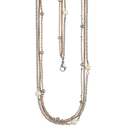 Collier 3-reihig Edelstahl/PVD teilrotgoldfarben mit  SWAROVSKI® ELEMENTS