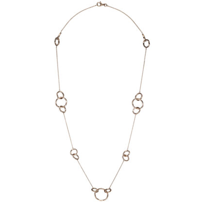 Collier/Rundankerkette mit Ringen 925 Silber/rotvergoldet