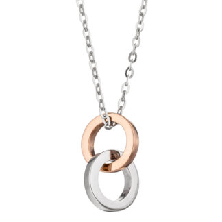 Collier/Ankerkette "Doppelring" 375 Weiß-/Rotgold