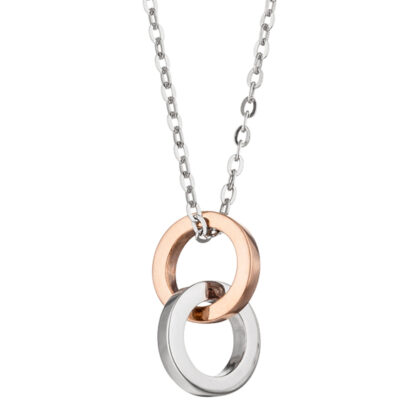 Collier/Ankerkette "Doppelring" 375 Weiß-/Rotgold