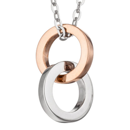Collier/Ankerkette "Doppelring" 375 Weiß-/Rotgold – Bild 3