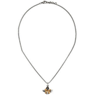 Collier/Rundvenezianerkette "Blume" Edelstahl/PVD rotgoldfarben