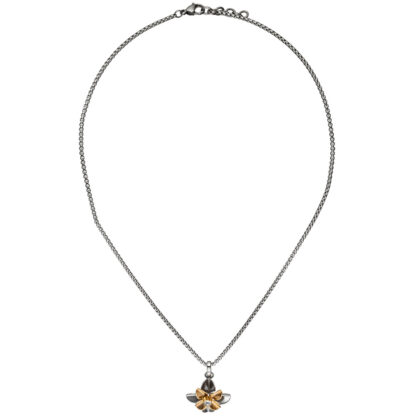 Collier/Rundvenezianerkette "Blume" Edelstahl/PVD rotgoldfarben
