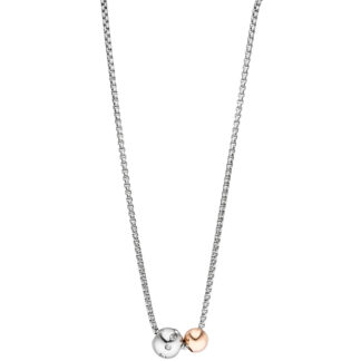 Collier/Rundvenezianerkette "Kugeln" Edelstahl/PVD rotgoldfarben mit Zirkonia