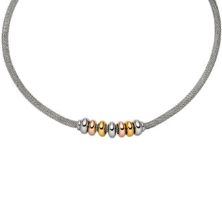 Collier /Strumpfkette Edelstahl mit Rondellen tricolor