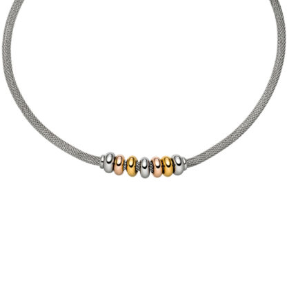 Collier /Strumpfkette Edelstahl mit Rondellen tricolor