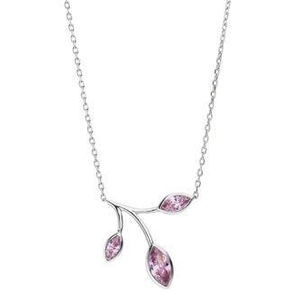 Collier/Ankerkette "Zweig" 925 Silber mit 3 Zirkonia rosa