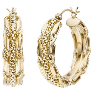 Creolen 375 Gelbgold Rustikal-Kreativ-Design