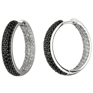 Creolen 925 Silber mit Zirkonia schwarz und weiß
