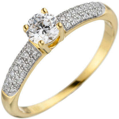 Ring 925 Silber/vergoldet mit Zirkonia weiß