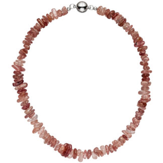 Collier Erdbeerquarz mit Metall-Magnetschließe