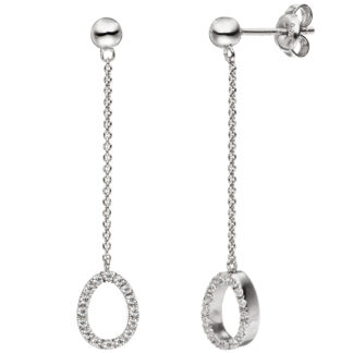 Ohrstecker lang "Tropfen" 925 Silber mit Zirkonia weiß